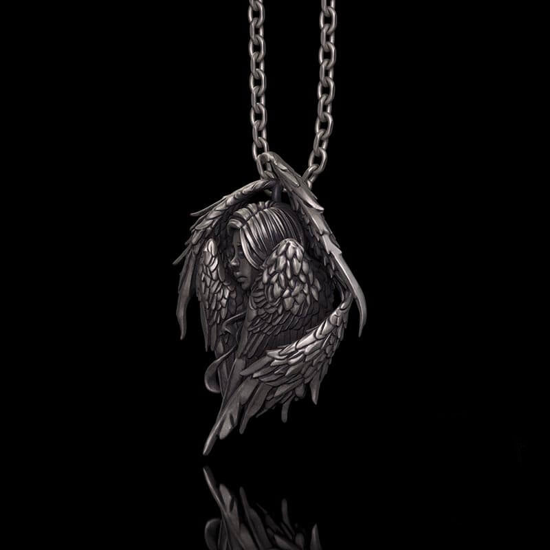 Mystical Witch Angel Sterling Silver Pendant | RoyalLuster.com