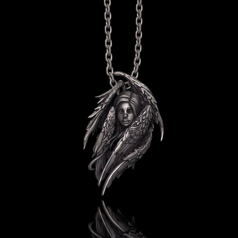 Mystical Witch Angel Sterling Silver Pendant | RoyalLuster.com