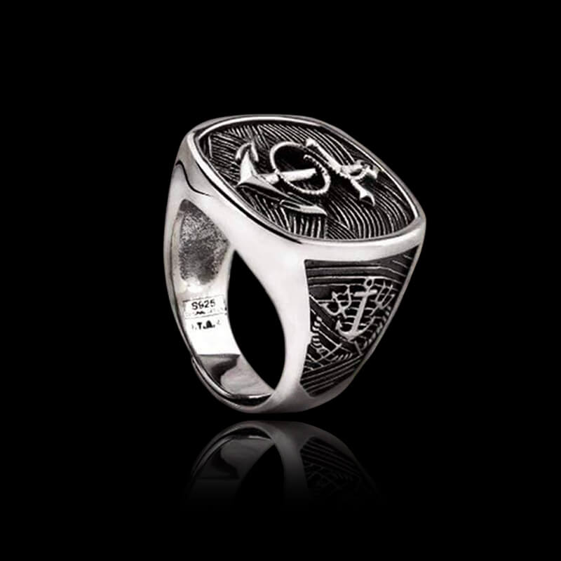 Navy Anchor 925 Sterling Silver Marine Ring
