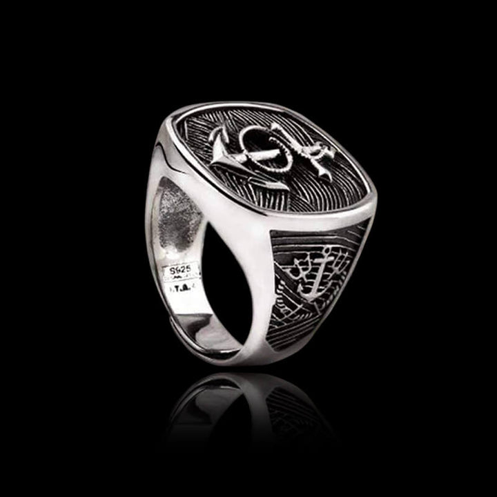 Navy Anchor 925 Sterling Silver Marine Ring