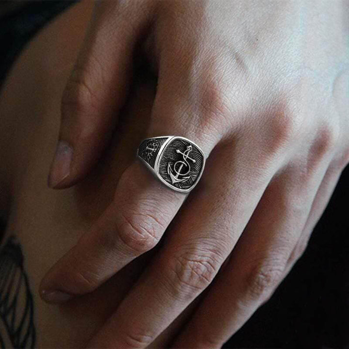 Navy Anchor 925 Sterling Silver Marine Ring
