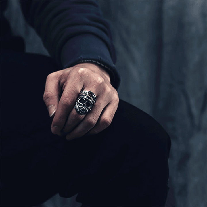 Navy Captain 925 Sterling Silver Skull Ring