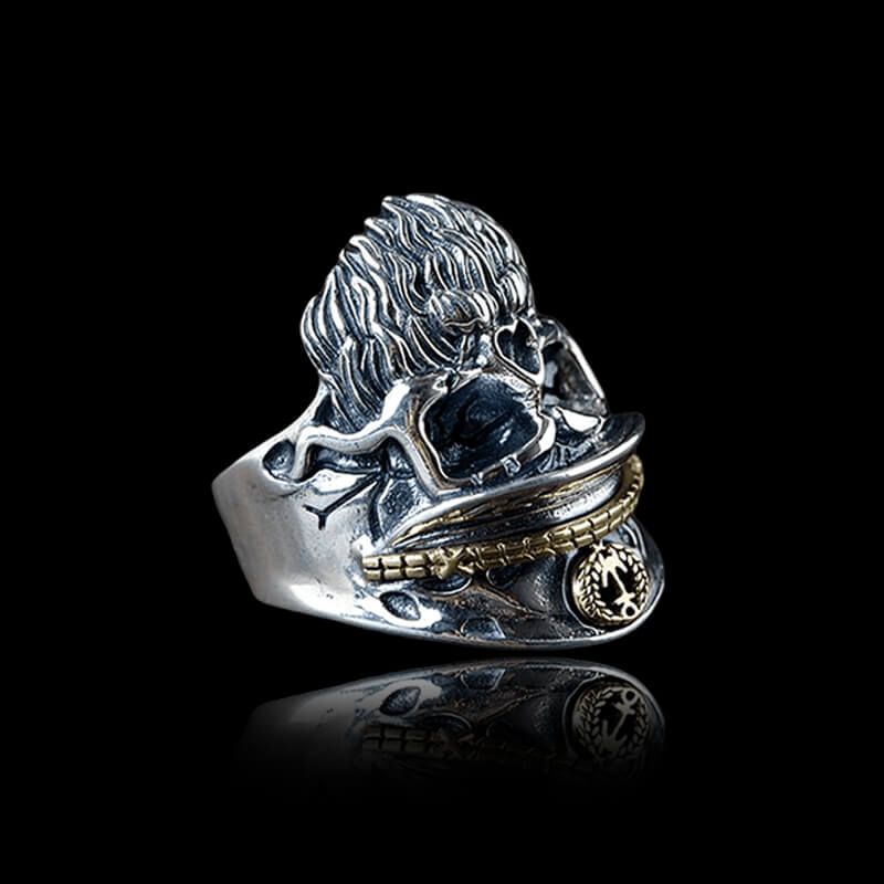 Navy Captain 925 Sterling Silver Skull Ring
