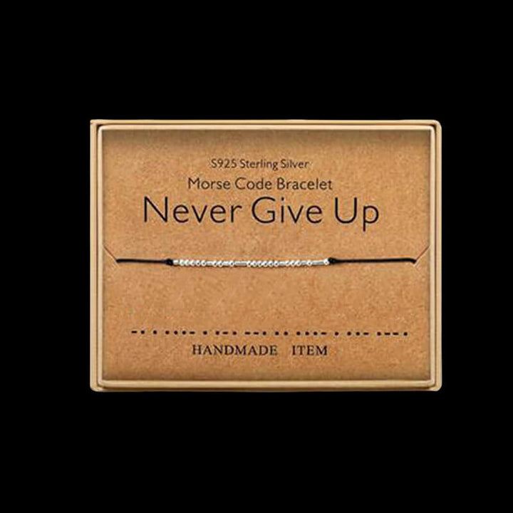 Never Give Up Morse Code 925 Sterling Silver Bracelet