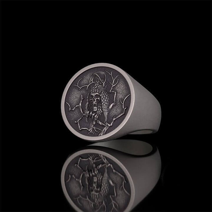 Night Owl Skull Sterling Silver Ring | RoyalLuster.com