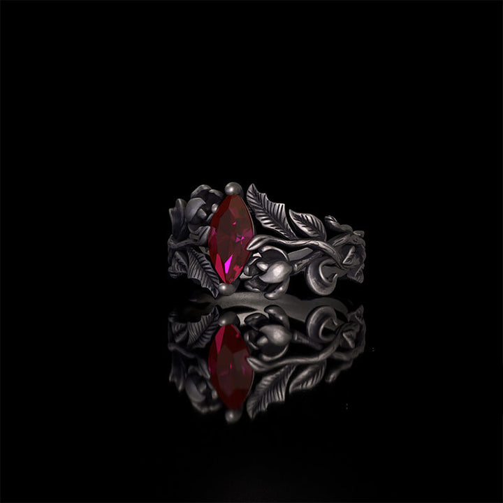 Night Rose Gemstone Sterling Silver Ring | RoyalLuster.com