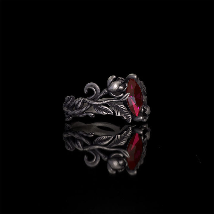 Night Rose Gemstone Sterling Silver Ring | RoyalLuster.com
