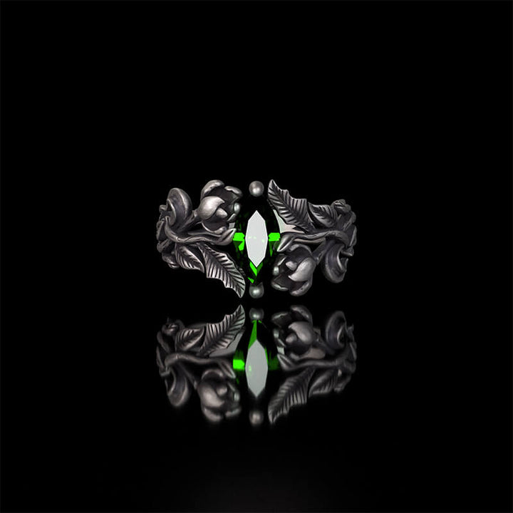 Night Rose Gemstone Sterling Silver Ring | RoyalLuster.com