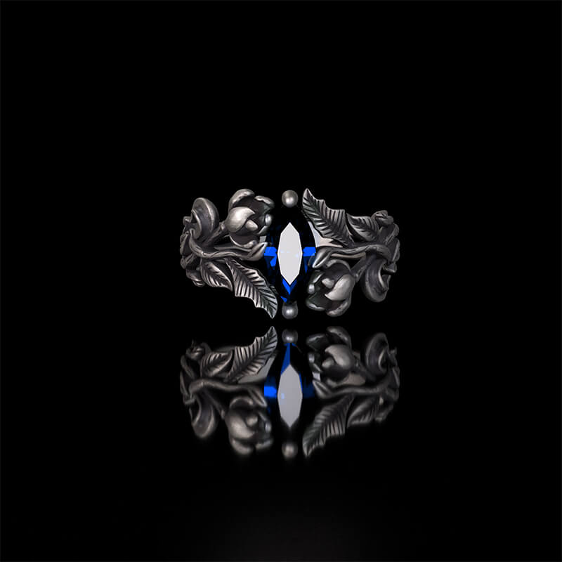 Night Rose Gemstone Sterling Silver Ring | RoyalLuster.com