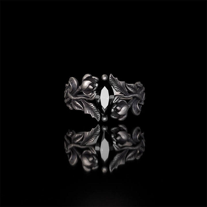Night Rose Gemstone Sterling Silver Ring | RoyalLuster.com