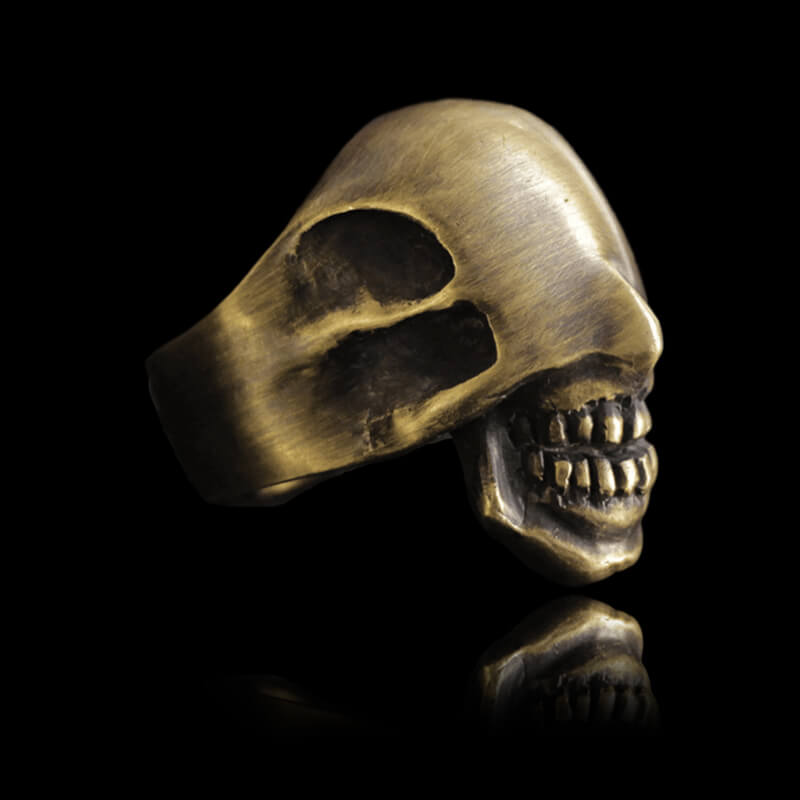 No Face Man Brass 925 Sterling Silver Skull Ring
