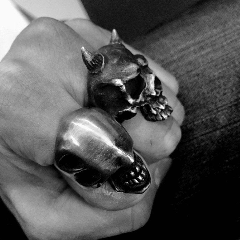 No Face Man Brass 925 Sterling Silver Skull Ring