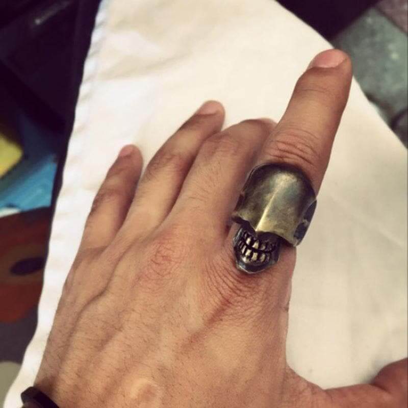 No Face Man Brass 925 Sterling Silver Skull Ring