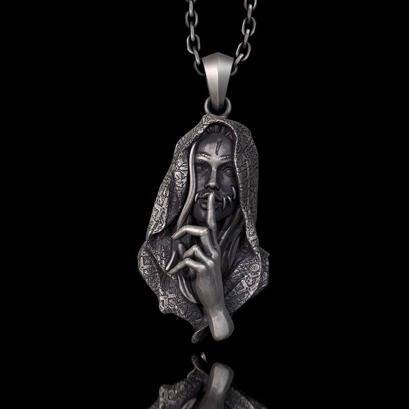 No Speak Sterling Silver Witch Pendant 01 | RoyalLuster.com