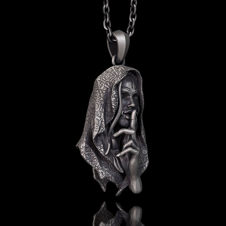 No Speak Sterling Silver Witch Pendant 03 | RoyalLuster.com