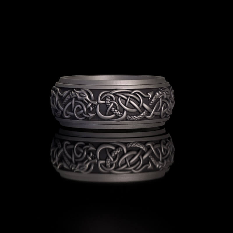 Nordic Dragon Sterling Silver Viking Spinner Ring | RoyalLuster.com