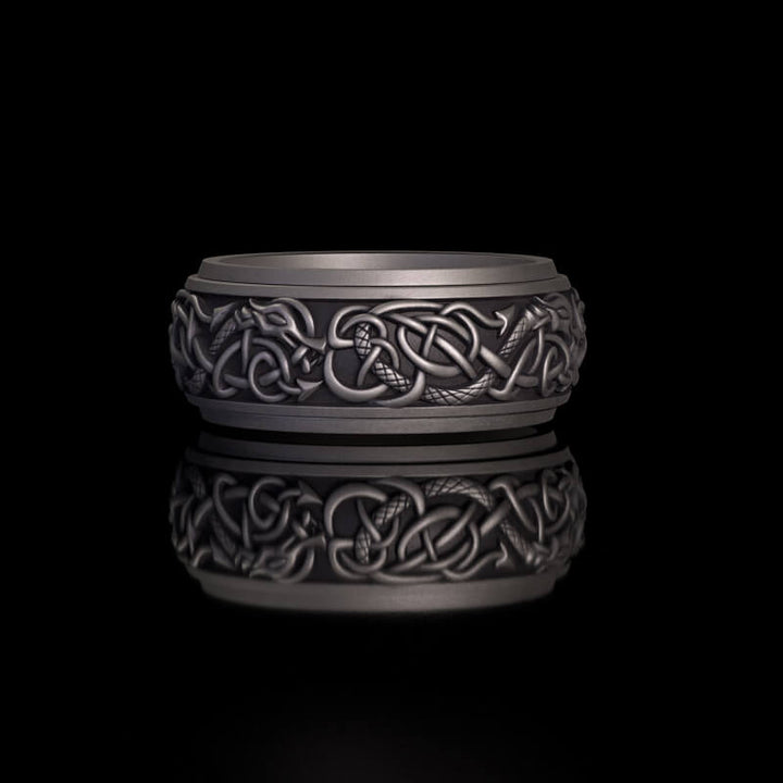 Nordic Dragon Sterling Silver Viking Spinner Ring | RoyalLuster.com