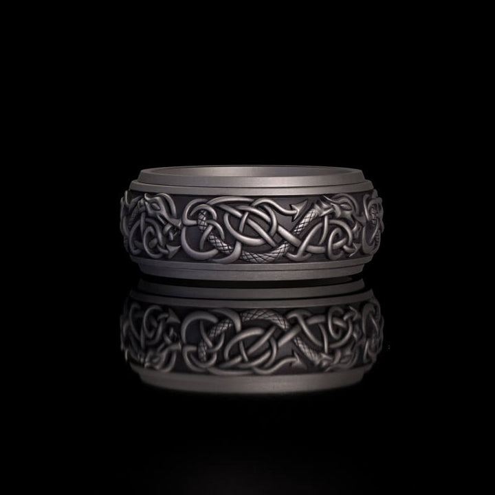 Nordic Dragon Sterling Silver Viking Spinner Ring | RoyalLuster.com