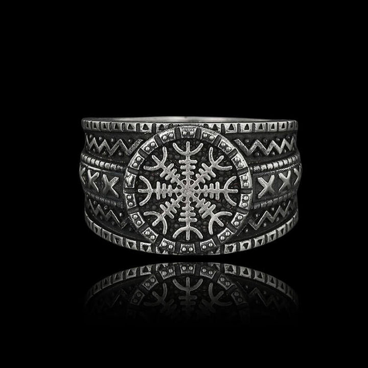 Norse Helm of Awe "Aegishjalmr" 925 Sterling Silver Viking Ring