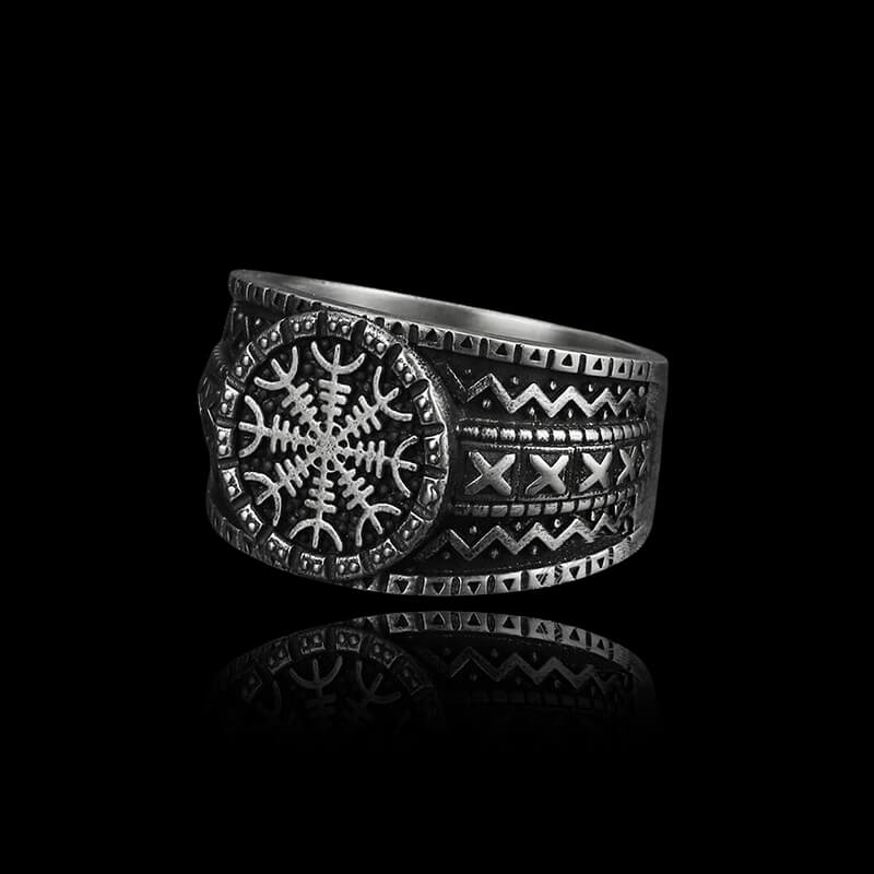 Norse Helm of Awe "Aegishjalmr" 925 Sterling Silver Viking Ring