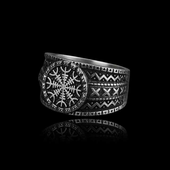 Norse Helm of Awe "Aegishjalmr" 925 Sterling Silver Viking Ring