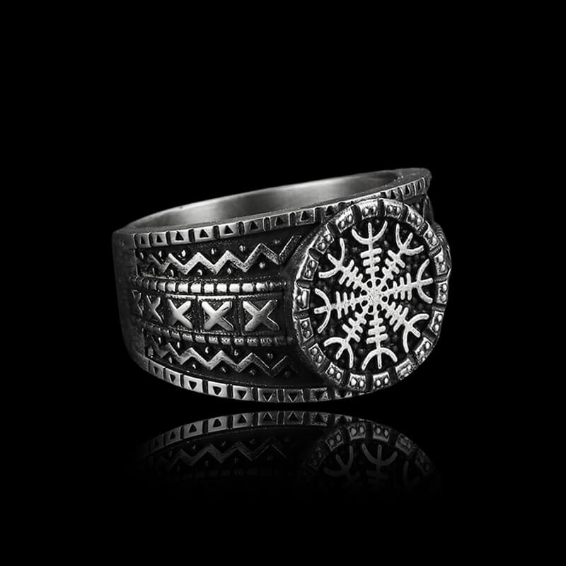 Norse Helm of Awe "Aegishjalmr" 925 Sterling Silver Viking Ring