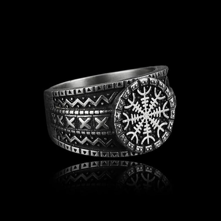 Norse Helm of Awe "Aegishjalmr" 925 Sterling Silver Viking Ring
