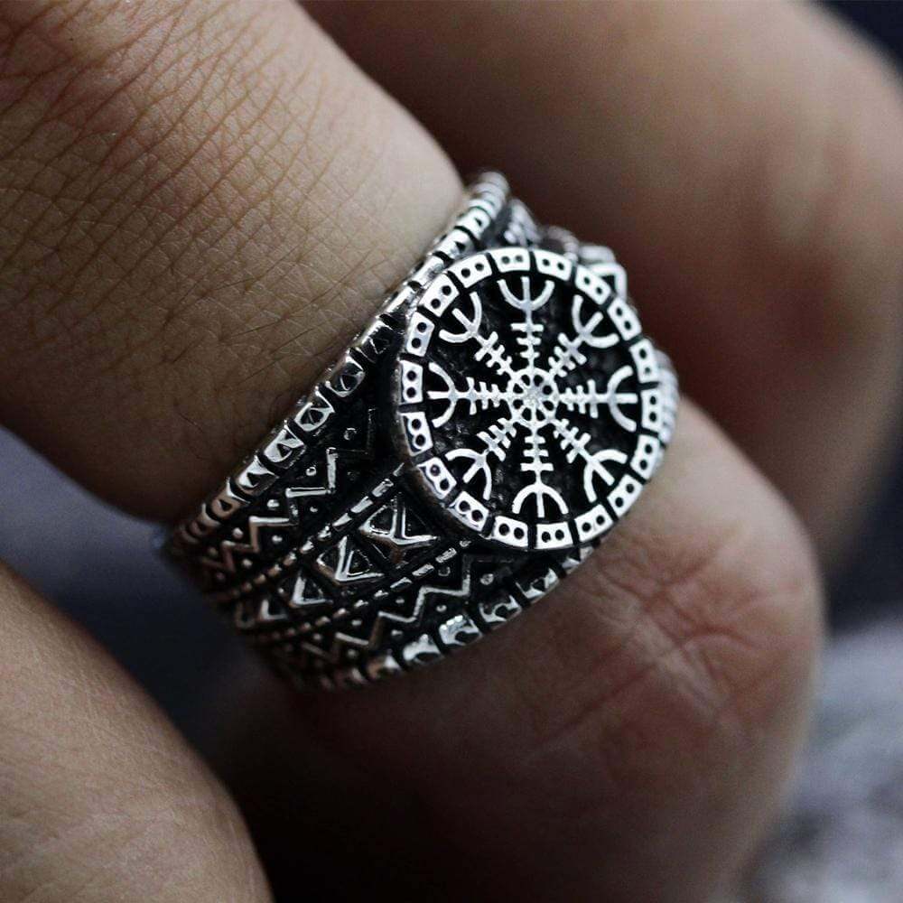 Norse Helm of Awe "Aegishjalmr" 925 Sterling Silver Viking Ring