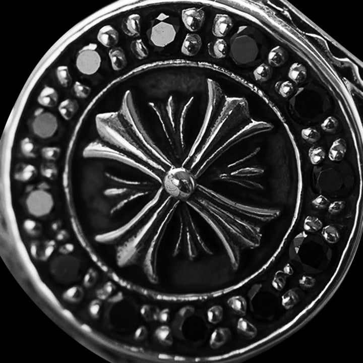 Obsidian Crusader 925 Sterling Silver Men's Ring