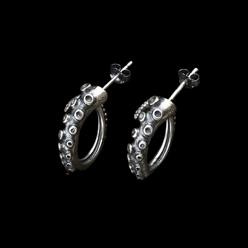 Octopus Arms 925 Sterling Silver Stud Earrings