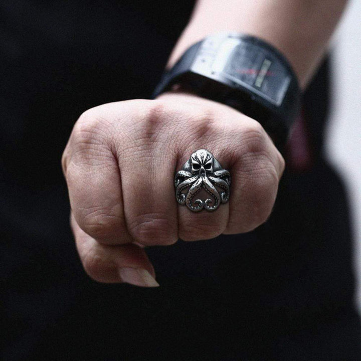 Octopus Skull 925 Sterling Silver Animal Ring