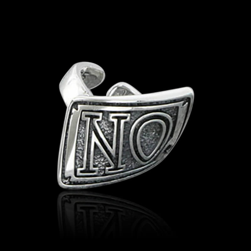 OK NO Letters 925 Sterling Silver Irregular Open Ring 03 | RoyalLuster.com