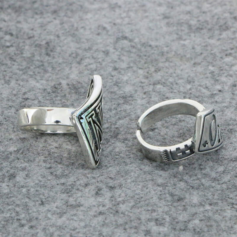 OK NO Letters 925 Sterling Silver Irregular Open Ring