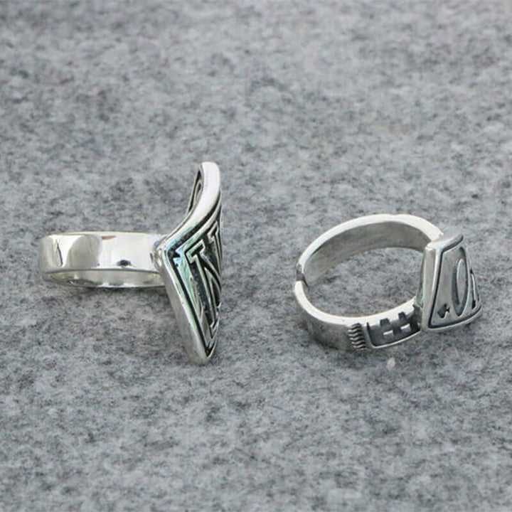 OK NO Letters 925 Sterling Silver Irregular Open Ring