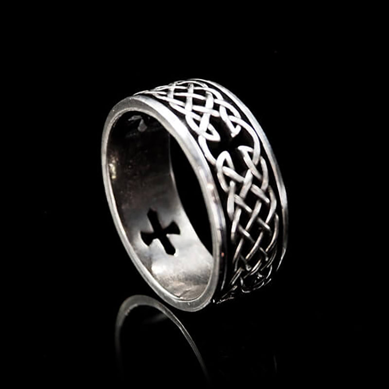 Openwork Cross 925 Sterling Silver Viking Ring 01 | Royalluster.com