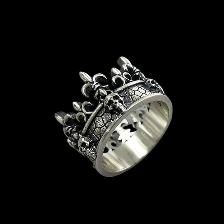 Ornate Skull Crown 925 Sterling Silver Ring