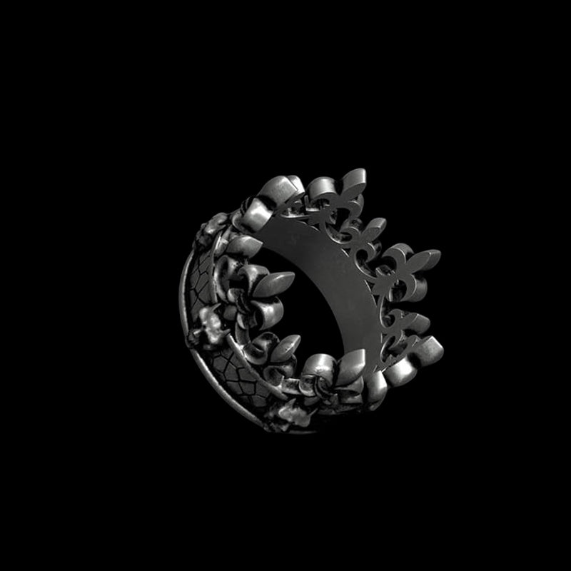Ornate Skull Crown 925 Sterling Silver Ring