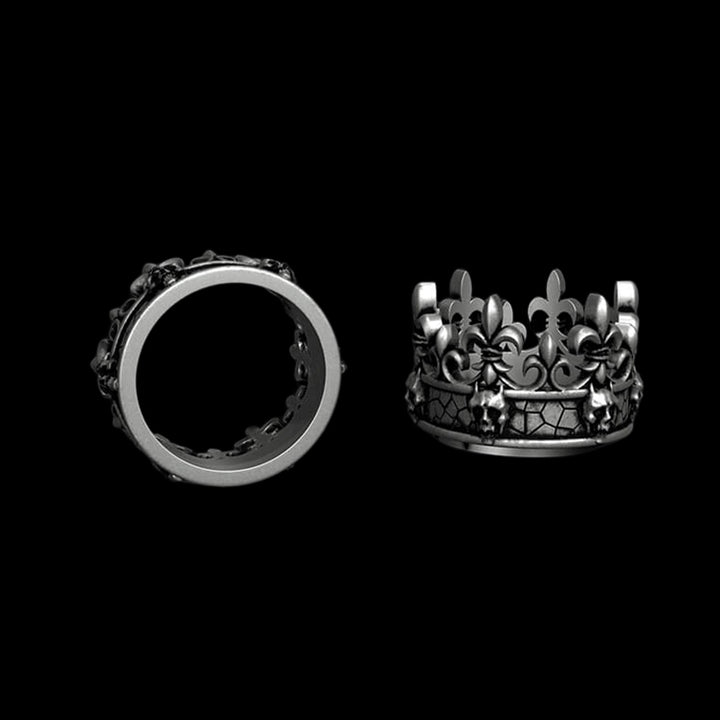 Ornate Skull Crown 925 Sterling Silver Ring