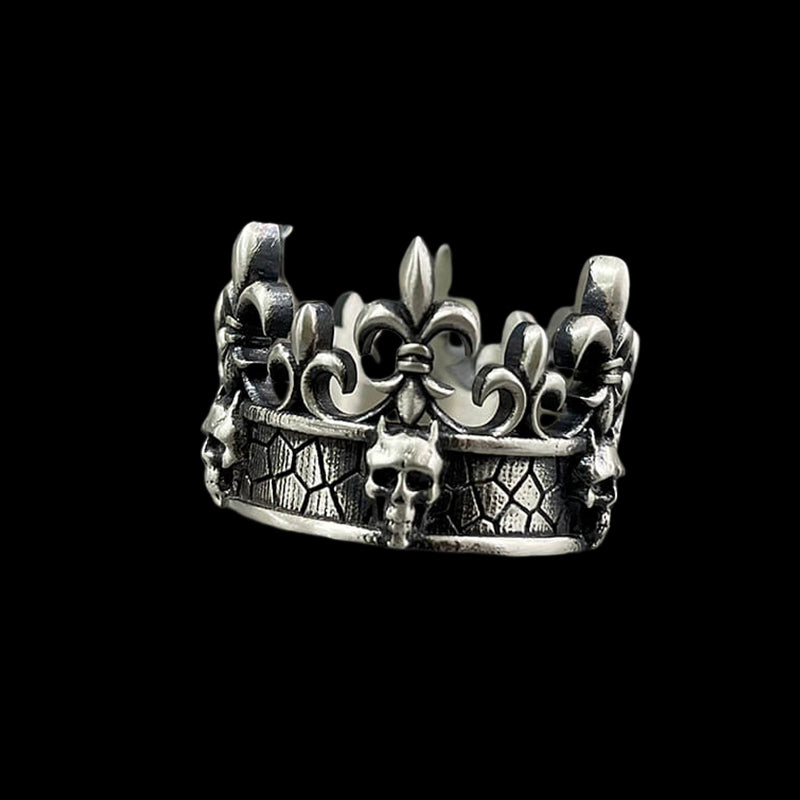 Ornate Skull Crown 925 Sterling Silver Ring