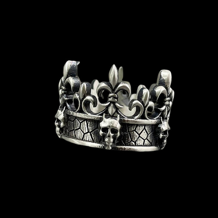 Ornate Skull Crown 925 Sterling Silver Ring