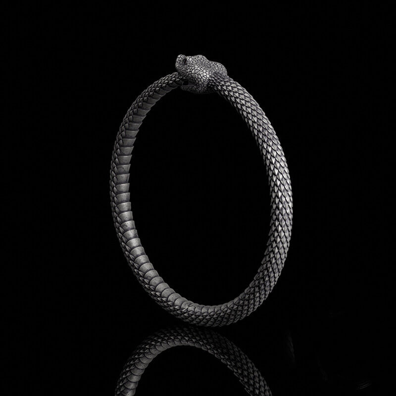 Ouroboros Symbol Sterling Silver Snake Bracelet