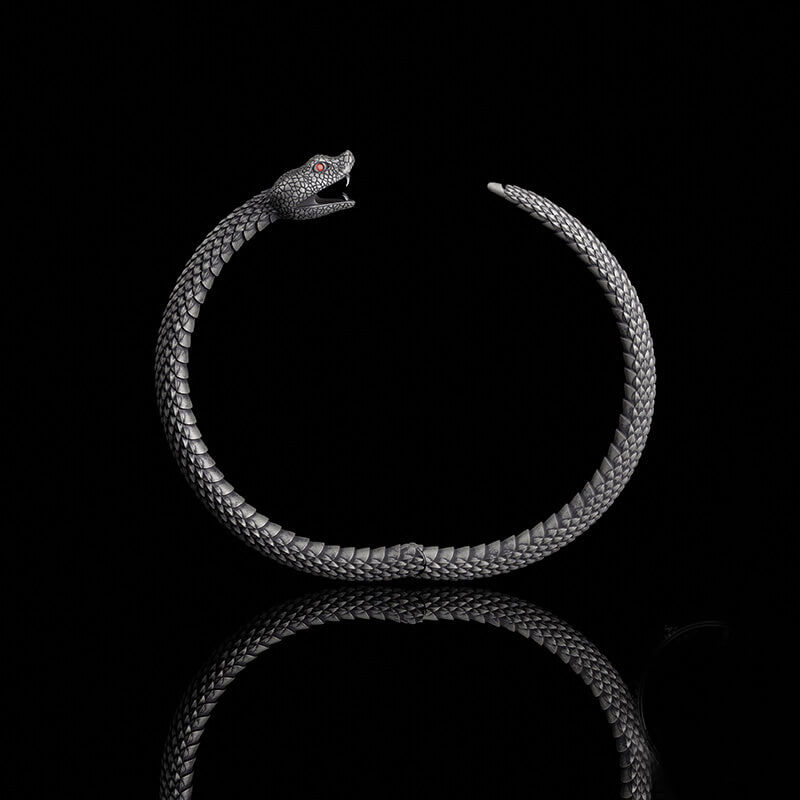 Ouroboros Symbol Sterling Silver Snake Bracelet