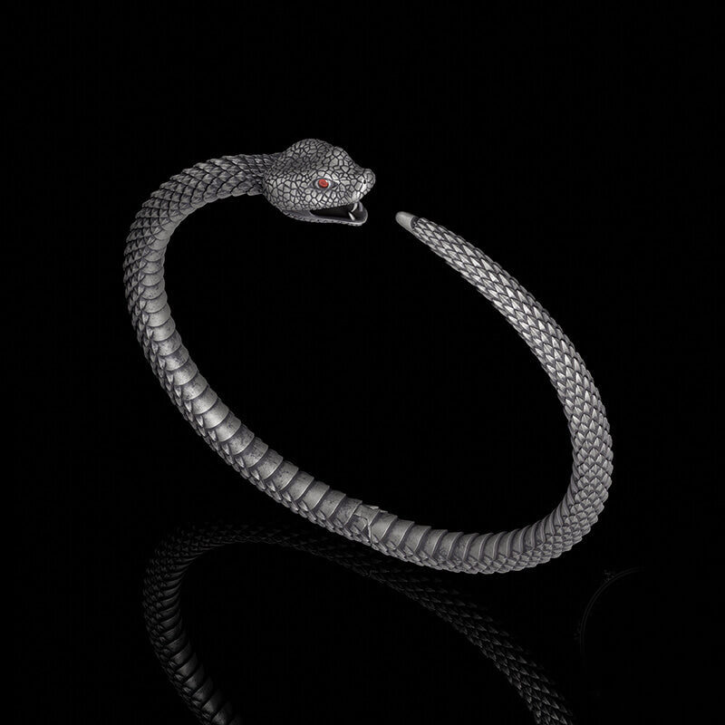 Ouroboros Symbol Sterling Silver Snake Bracelet | RoyalLuster.com