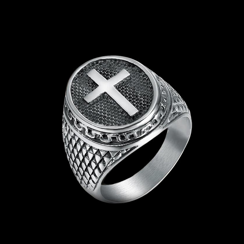 Oval Cross 925 Sterling Silver Ring