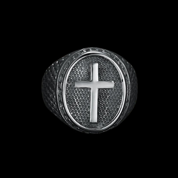 Oval Cross 925 Sterling Silver Ring