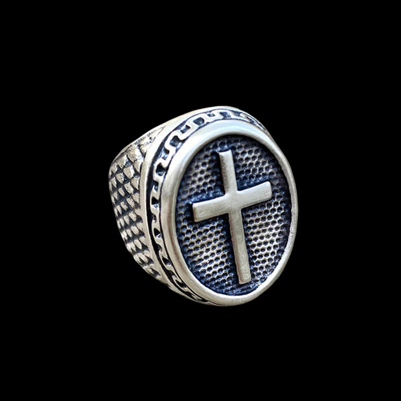 Oval Cross 925 Sterling Silver Ring