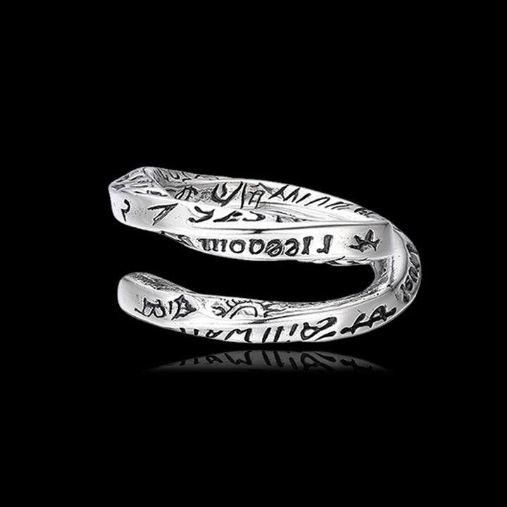 Personalized Graffiti 925 Sterling Silver Open Ring 01 | RoyalLuster.com