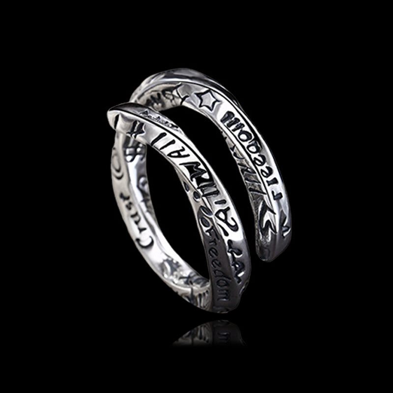 Personalized Graffiti 925 Sterling Silver Open Ring 03 | RoyalLuster.com