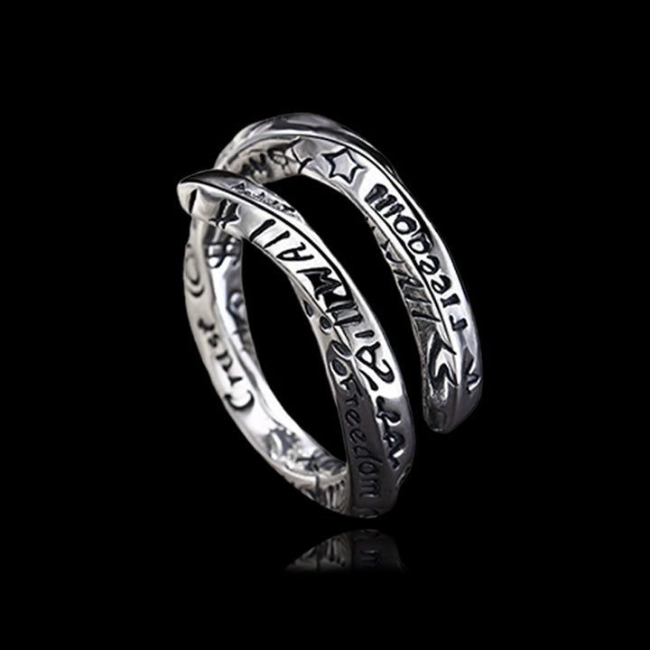 Personalized Graffiti 925 Sterling Silver Open Ring 03 | RoyalLuster.com