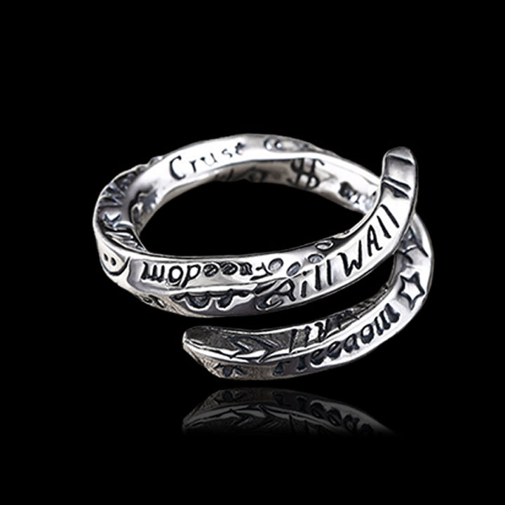 Personalized Graffiti 925 Sterling Silver Open Ring 04 | RoyalLuster.com